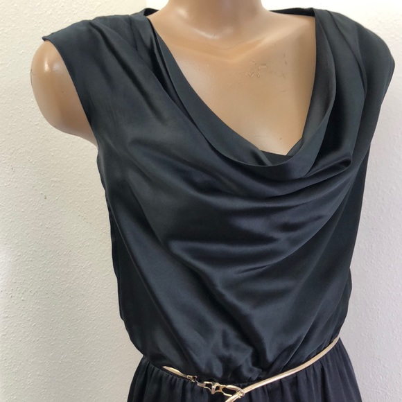 Silky Jewel Neckline Mini Black Dress  XXS - Picture 3 of 8